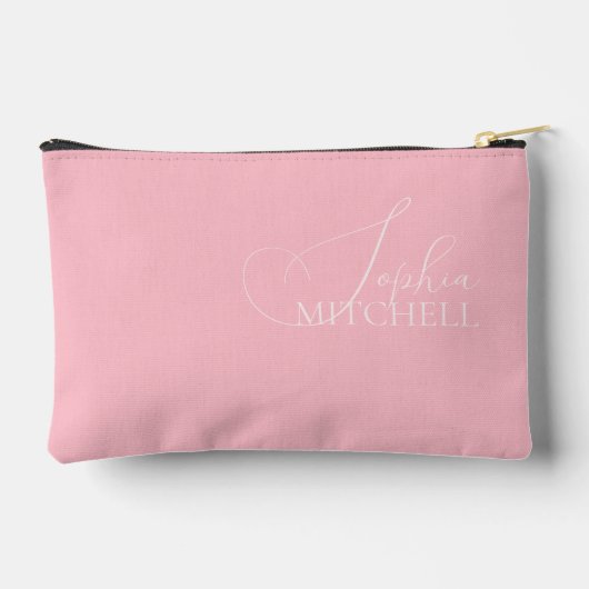 Pochette À Accessoires Nom Écriture Féminine Élégante Rose (Verso)