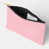 Pochette À Accessoires Nom Écriture Féminine Élégante Rose (Ouvrir)