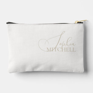 Pochette À Accessoires Nom Elegant Script Ivoire