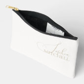 Pochette À Accessoires Nom Elegant Script Ivoire (Ouvrir)