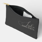 Pochette À Accessoires Nom Elegant Script Noir (Ouvrir)