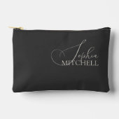 Pochette À Accessoires Nom Elegant Script Noir (Recto)