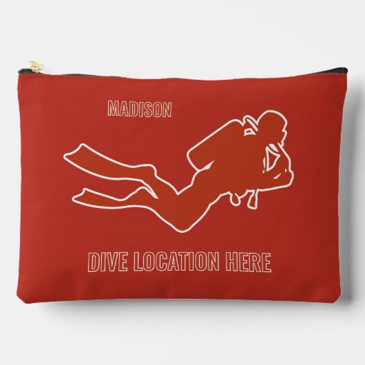 Pochette À Accessoires Nom et emplacement personnalisés Scuba Diver (Recto)