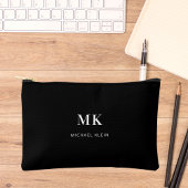 Pochette À Accessoires Nom initial du monogramme noir blanc