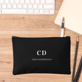 Pochette À Accessoires Nom initial du monogramme noir blanc