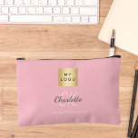 Pochette À Accessoires Nom monogramme du logo de l'entreprise rose pâle<br><div class="desc">Un arrière - plan rose vif,  gris et blanc. Personnalisez et ajoutez le logo de votre entreprise,  votre prénom,  vos initiales monographiques et votre nom complet.</div>
