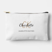Pochette À Accessoires Nom monogramme initiales blanc noir (Recto)