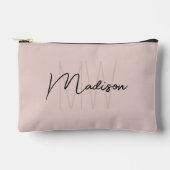 Pochette À Accessoires Nom Monogramme moderne Script Blush Pink (Recto)
