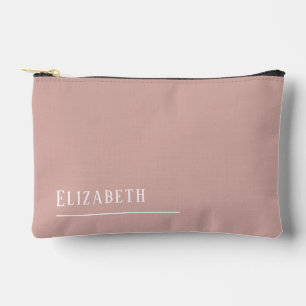 Pochette À Accessoires Nom monogramme personnalisé, rose pâle