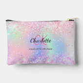 Pochette À Accessoires Nom monographique en violet rose holographique (Verso)