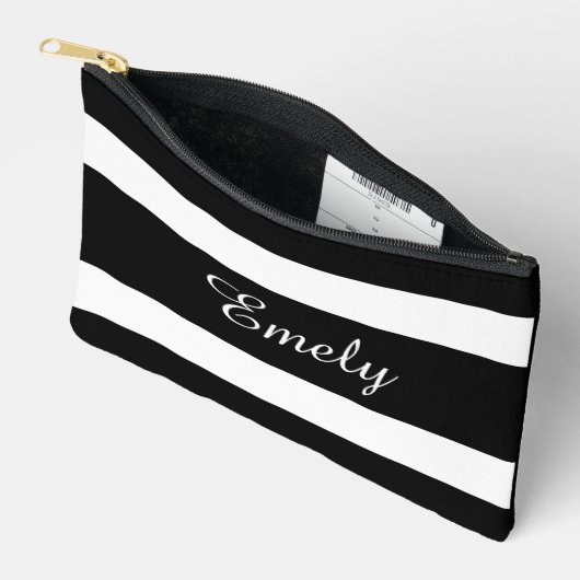 Pochette À Accessoires Nom Noir Et Blanc Moderne (Ouvrir)