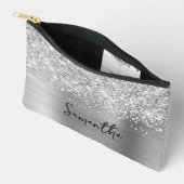 Pochette À Accessoires Nom Pailleté Argent Glamour (Ouvrir)