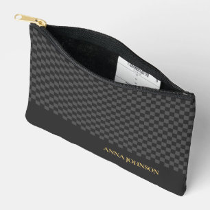 Pochette À Accessoires Nom personnalisé À damiers Motif