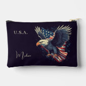 Pochette À Accessoires Nom personnalisé Aigle américaine (Verso)