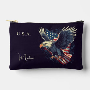 Pochette À Accessoires Nom personnalisé Aigle américaine