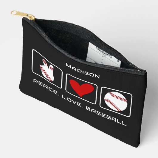 Pochette À Accessoires Nom personnalisé Baseball (Ouvrir)