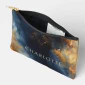 Pochette À Accessoires Nom personnalisé bleu bleu Abstrait Nuptiale (Ouvrir)