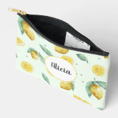 Pochette À Accessoires Nom personnalisé citrons aquarelle (Ouvrir)