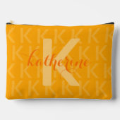 Pochette À Accessoires Nom personnalisé du Motif Monogramme orange (Recto)