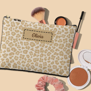 Pochette À Accessoires Nom personnalisé Empreinte de léopard tendance