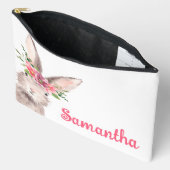 Pochette À Accessoires Nom personnalisé Lapin Rabbit fille rose (Ouvrir)