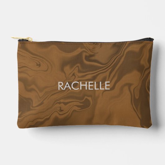 Pochette À Accessoires Nom personnalisé marbre brun texture (Recto)