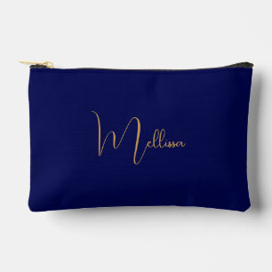Pochette À Accessoires Nom personnalisé minimaliste bleu