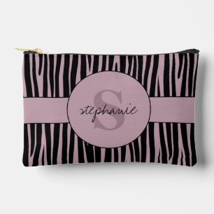 Pochette À Accessoires Nom personnalisé Monogramme Zebra stripes motif