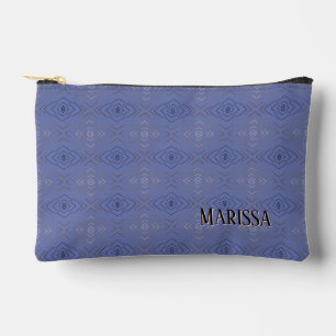 Pochette À Accessoires Nom personnalisé motif diamant subtil bleu