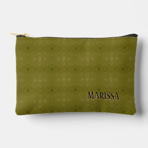 Pochette À Accessoires Nom personnalisé motif diamant subtil vert