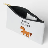 Pochette À Accessoires Nom personnalisé petit cheval mignon (Ouvrir)