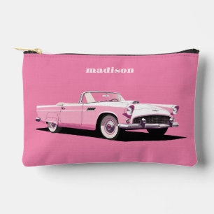 Pochette À Accessoires Nom personnalisé Pink Classic Car