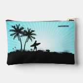 Pochette À Accessoires Nom personnalisé Plage Surfer (Verso)