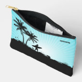 Pochette À Accessoires Nom personnalisé Plage Surfer (Ouvrir)