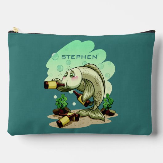Pochette À Accessoires Nom personnalisé Poisson de boisson (Recto)