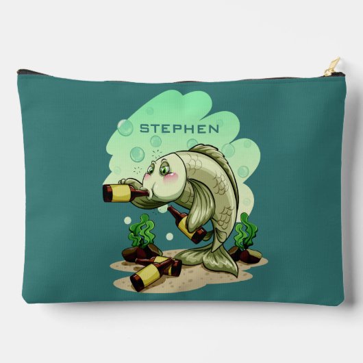 Pochette À Accessoires Nom personnalisé Poisson de boisson (Verso)