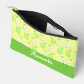 Pochette À Accessoires Nom personnalisé pommes vertes jaune (Ouvrir)