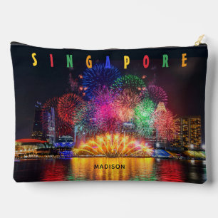 Pochette À Accessoires Nom personnalisé Singapore Fireworks