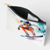 Pochette À Accessoires Nom personnalisé Snowboardeur (Ouvrir)
