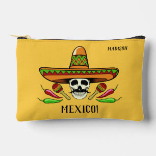 Pochette À Accessoires Nom personnalisé / texte crâne mexicain