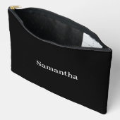 Pochette À Accessoires Nom simple Monogramme noir et blanc (Ouvrir)