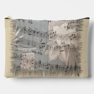 Pochette À Accessoires Notes de musique élégantes en bleu et beige
