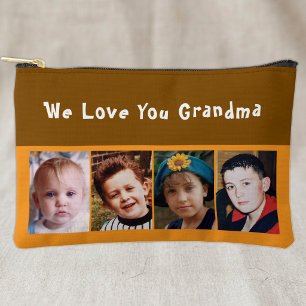 Pochette À Accessoires Nous t'aimons grand-mère 4 photo marron orange