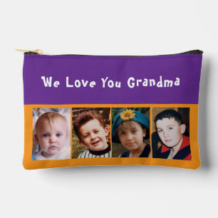 Pochette À Accessoires Nous t'aimons grand-mère 4 photo orange violet