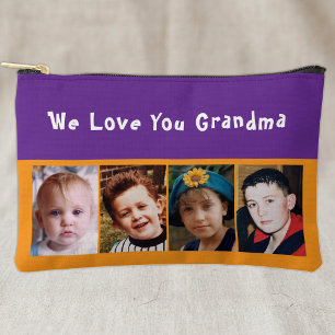 Pochette À Accessoires Nous t'aimons grand-mère 4 photo orange violet