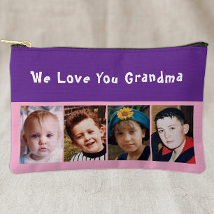 Pochette À Accessoires Nous t'aimons grand-mère 4 photo rose violet