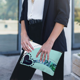 Pochette À Accessoires Nouveauté moderne Custom Turquoise & Green