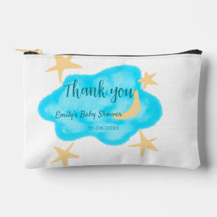 Pochette À Accessoires Nuages étoilés de lune aquarelle baby shower ajout