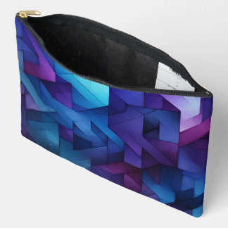 POCHETTE À ACCESSOIRES NUANCES DE MOTIFS ZIG ZAG BLEU ET VIOLET