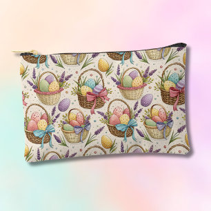 Pochette À Accessoires Œufs de Pâques dans un panier en osier avec de la